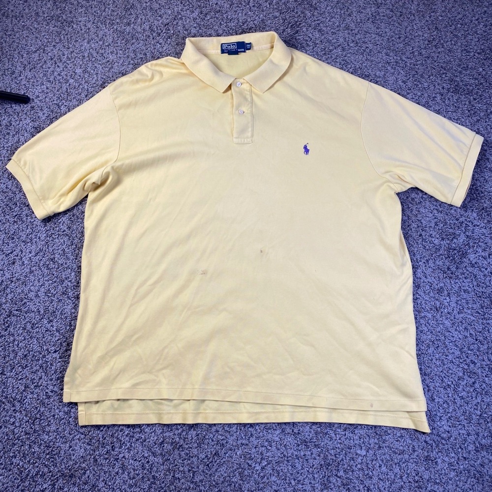 Polo Ralph Lauren Shirt Mens 2XLT Yellow Polo Short Sleeve Cotton Pony Logo
